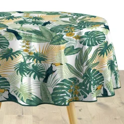 Nappe De Table|DOUCEUR D'INTERIEUR Nappe ronde tissu PVC (D160 cm) Guyana e Vert