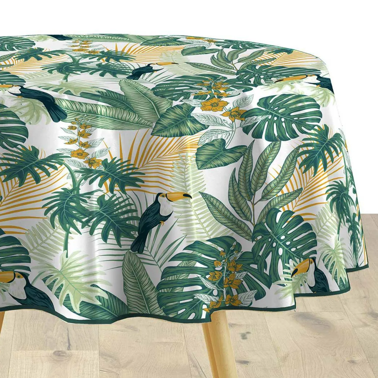 Nappe De Table|DOUCEUR D'INTERIEUR Nappe ronde tissu PVC (D160 cm) Guyana e Vert