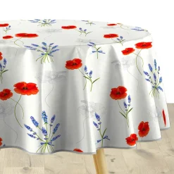 Nappe De Table|DOUCEUR D'INTERIEUR Nappe ronde tissu PVC (D160 cm) Sisteron Rouge