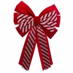Personnage, Objet Grand Format|Déco Et Objet De Noël|Feeric Lights & Christmas Noeud ruban Rayé (H60 cm) Rouge