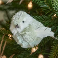 Décoration De Sapin|KAEMINGK Oiseau sur clip (H10 cm) Pinson Menthe blanche Vert