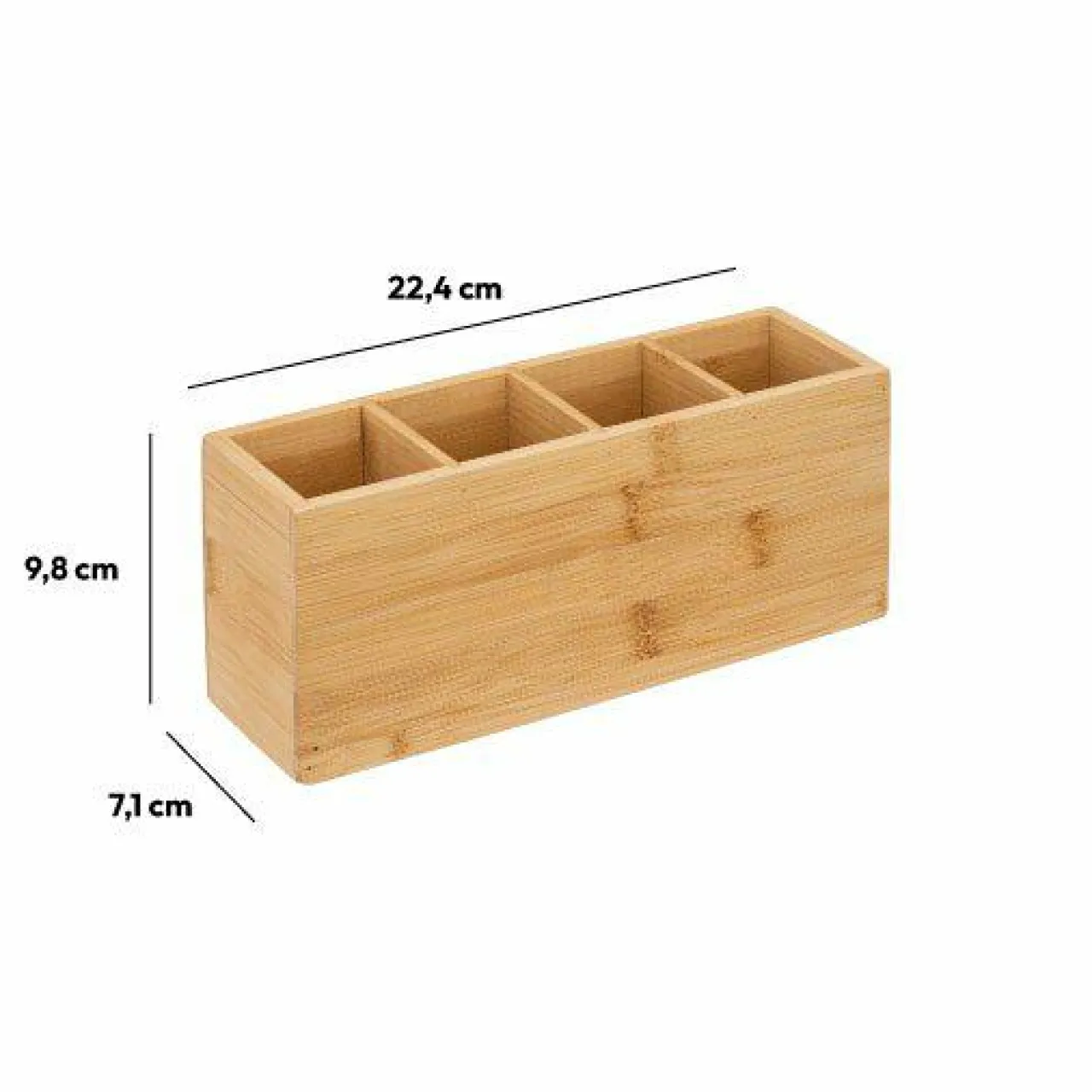 Panier Et Organisateur|Accessoire Salle De Bain|5 Five Simply Smart Organisateur de maquillage 4 compartiments Bambou Naturel