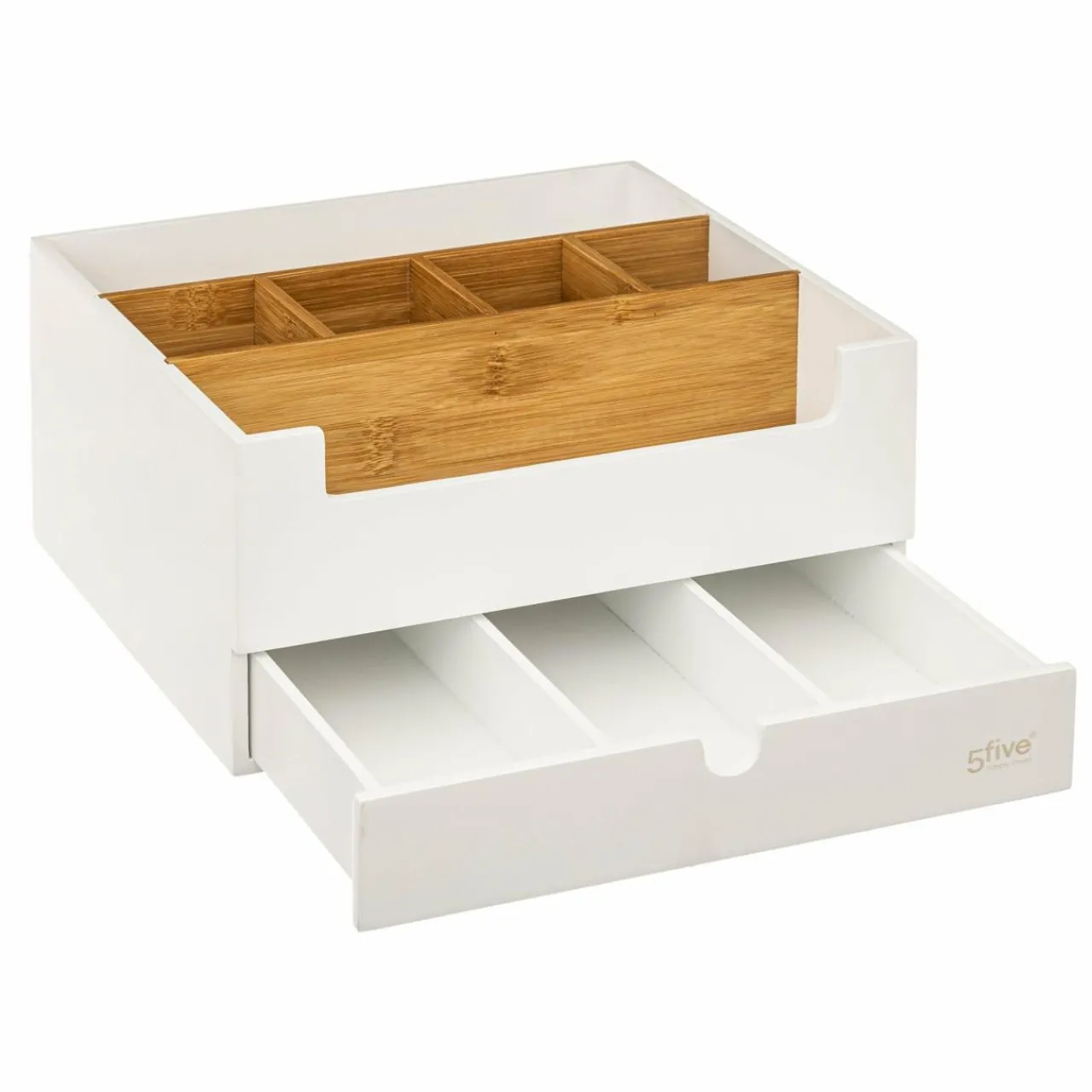 Panier Et Organisateur|Accessoire Salle De Bain|5 Five Simply Smart Organisateur de maquillage 1 tiroir Natureo Blanc