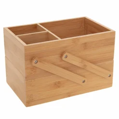 Panier Et Organisateur|Accessoire Salle De Bain|5 Five Simply Smart Organisateur de maquillage 2 niveaux Bambou Naturel