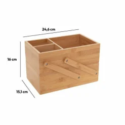 Panier Et Organisateur|Accessoire Salle De Bain|5 Five Simply Smart Organisateur de maquillage 2 niveaux Bambou Naturel