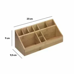 Panier Et Organisateur|Accessoire Salle De Bain|INSTANT D'O Organisateur de maquillage Compartiment Bambou Naturel