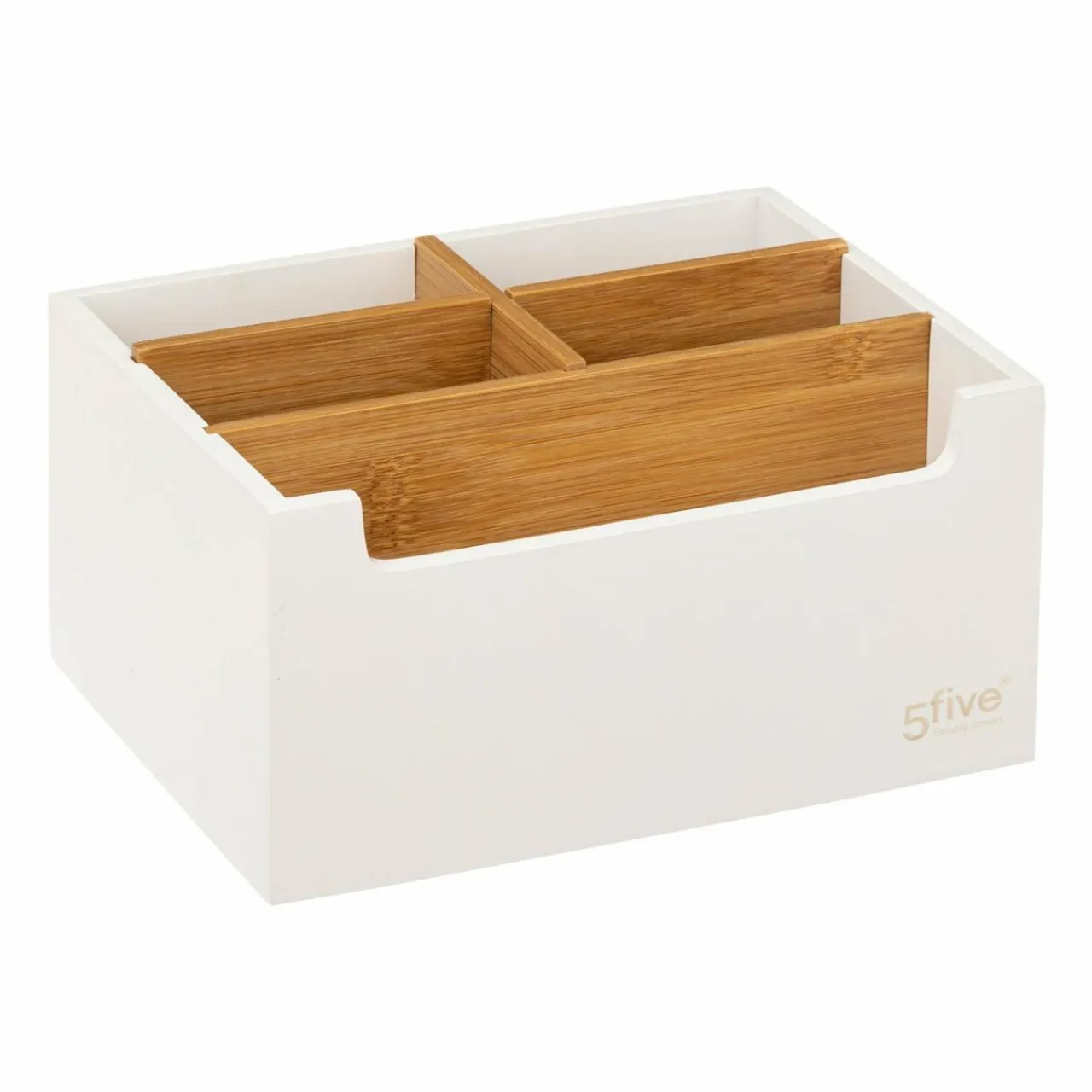 Panier Et Organisateur|Accessoire Salle De Bain|5 Five Simply Smart Organisateur de maquillage 5 compartiments Natureo Blanc