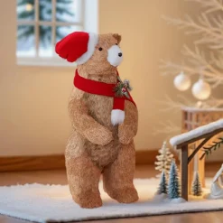 Père Noël, Animaux Et Personnage|JJA Ours décoratif en bois (H73 cm) Gulliver curieux Marron clair