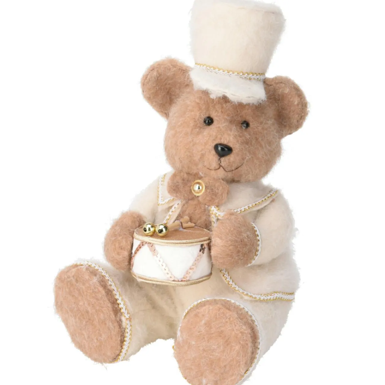 Père Noël, Animaux Et Personnage|KOOPMAN Ours de Noël assis (H41 cm) Tambour d'or Crème Beige