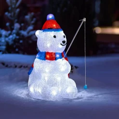 Déco Et Objet Lumineux|Feeric Lights & Christmas Ours lumineux 40 LED (H39 cm) Pécheur Blanc froid