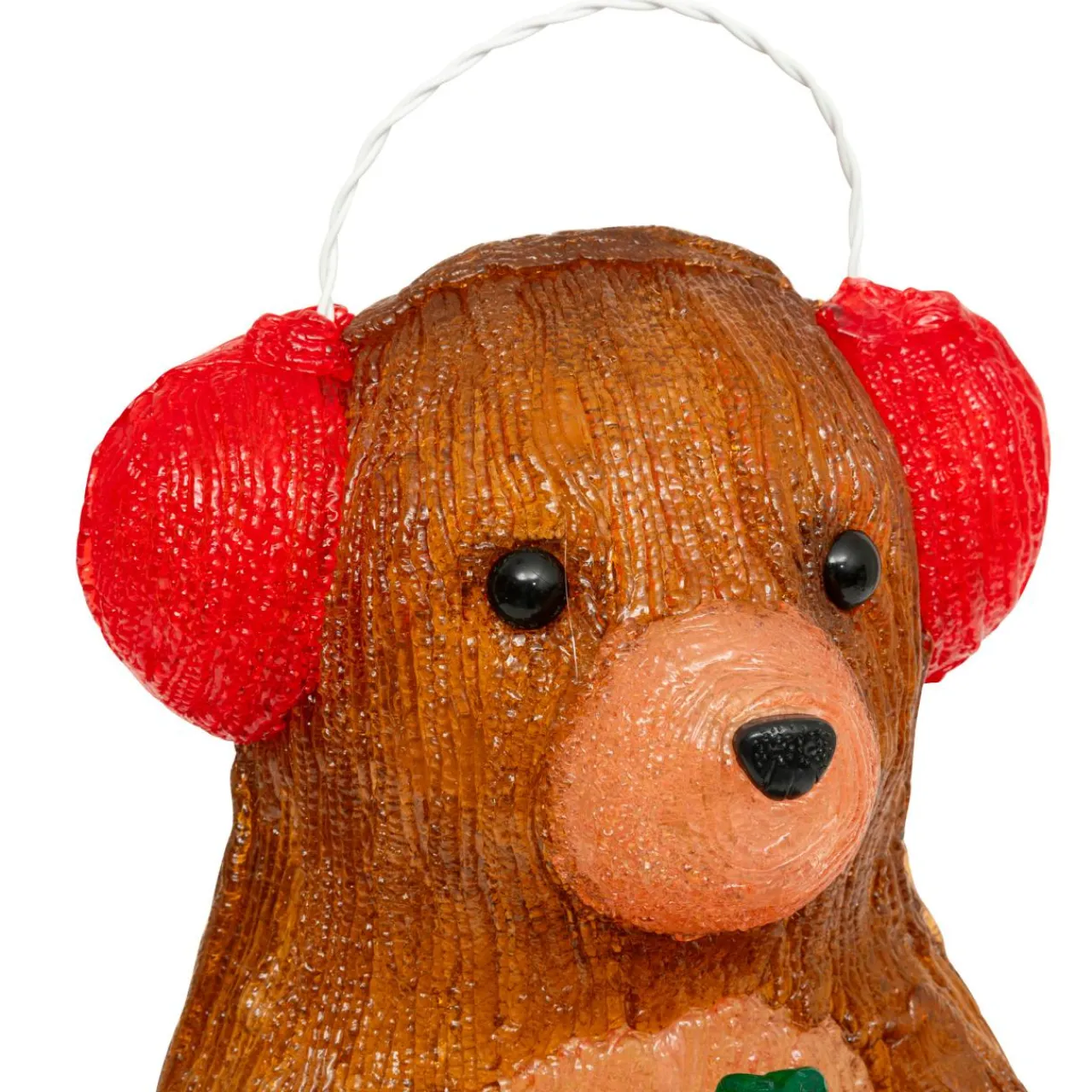 Déco Et Objet Lumineux|JJA Ours lumineux solaire 60 LED (H40 cm) Cache-oreilles Blanc chaud Marron