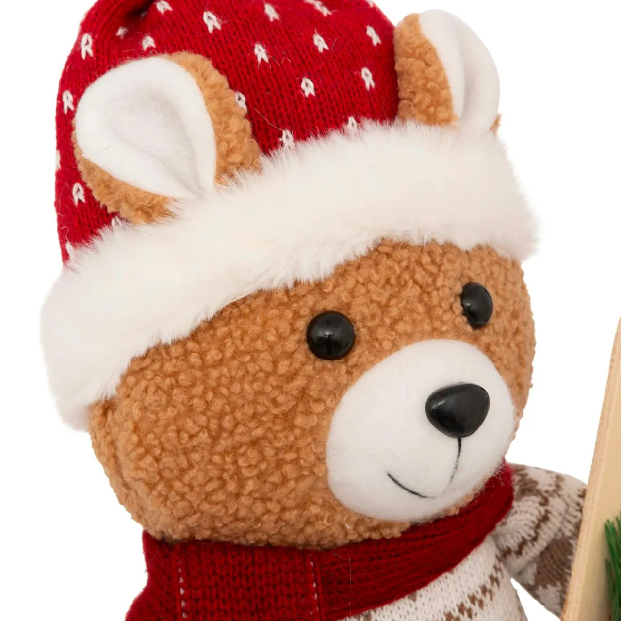 Père Noël, Animaux Et Personnage|JJA Ours peluche debout (H50 cm) Petit Skieur Rouge