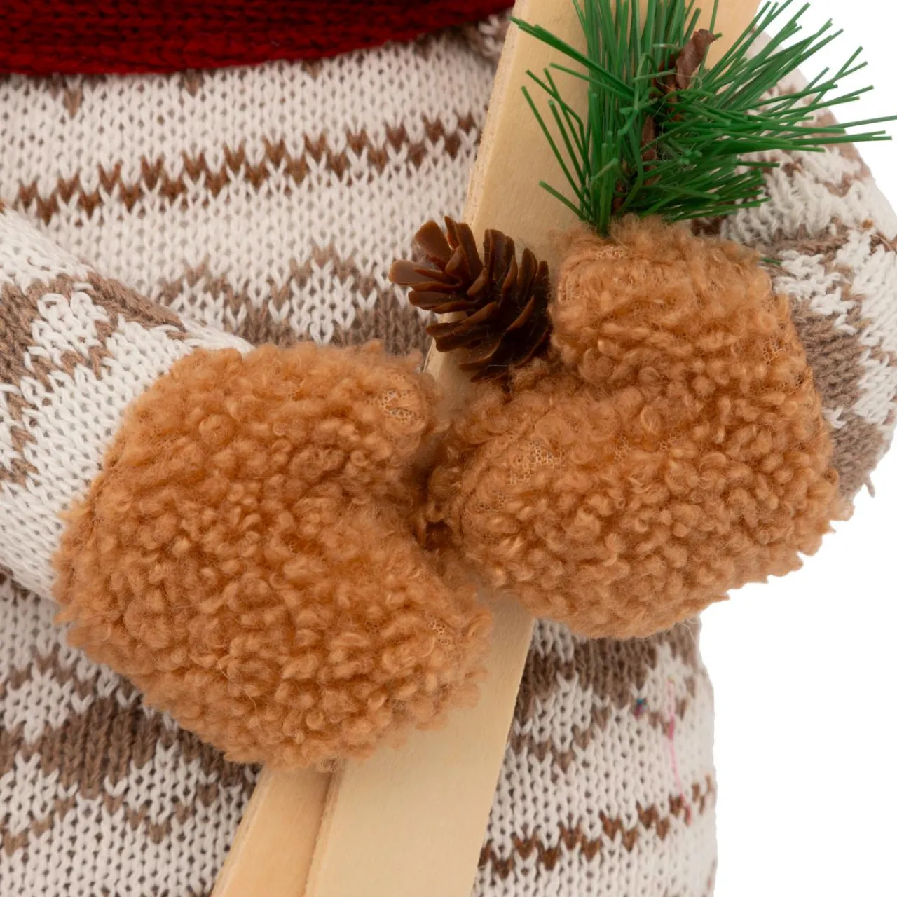 Père Noël, Animaux Et Personnage|JJA Ours peluche debout (H50 cm) Petit Skieur Rouge