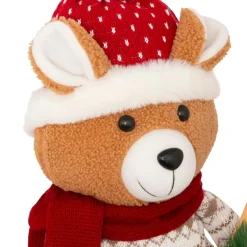 Personnage, Objet Grand Format|Père Noël, Animaux Et Personnage|JJA Ours peluche jambes téléscopiques (H95 cm) Petit Skieur Rouge