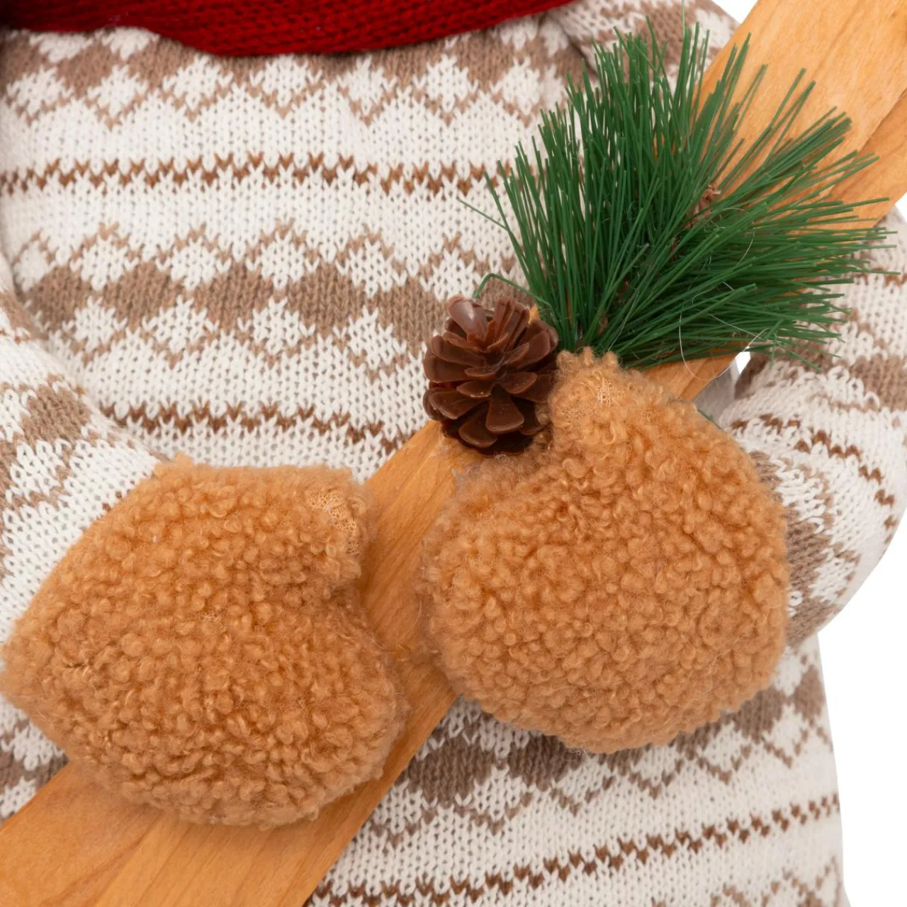 Personnage, Objet Grand Format|Père Noël, Animaux Et Personnage|JJA Ours peluche jambes téléscopiques (H95 cm) Petit Skieur Rouge