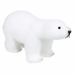 Père Noël, Animaux Et Personnage|Feeric Lights & Christmas Ours polaire déco (H21 cm) Plume Blanc