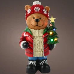 Père Noël, Animaux Et Personnage|Déco Et Objet Lumineux|KAEMINGK Ourson lumineux à piles 7 LED (H38 cm) Tiboo Multicolore