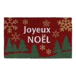 Plaid, Coussin Et Tapis De Noël|LUANCE Paillasson de Noël coco (45 x 75 cm) Joyeux Noël et vert Rouge