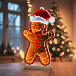 Père Noël, Animaux Et Personnage|Déco Et Objet De Noël|KAEMINGK Pain d'épice lumineux 132 LED (H27 cm) Infinity Multicolore
