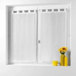 Voilage|DOUCEUR D'INTERIEUR Paire de voilages à passants (60 x 120 cm) Linahe Blanc