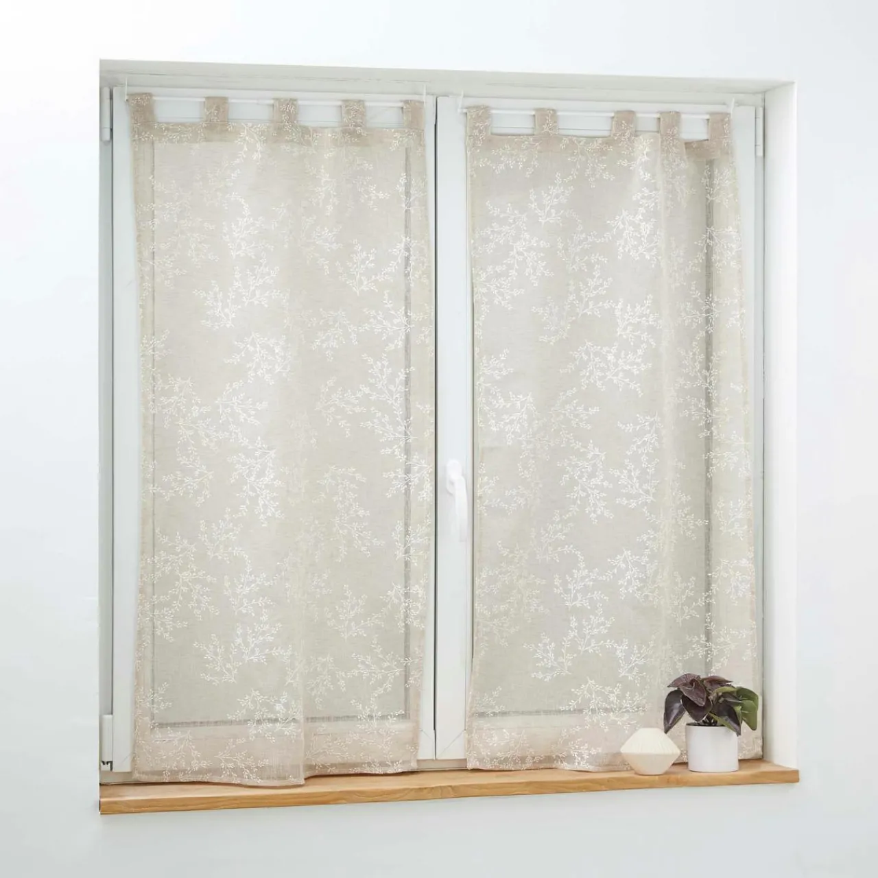 Voilage|DOUCEUR D'INTERIEUR Paire de voilages à passants (60 x 120 cm) Karla Taupe