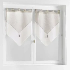Voilage|DOUCEUR D'INTERIEUR Paire de voilages à passants (60 x 120 cm) Duetto et Blanc Gris