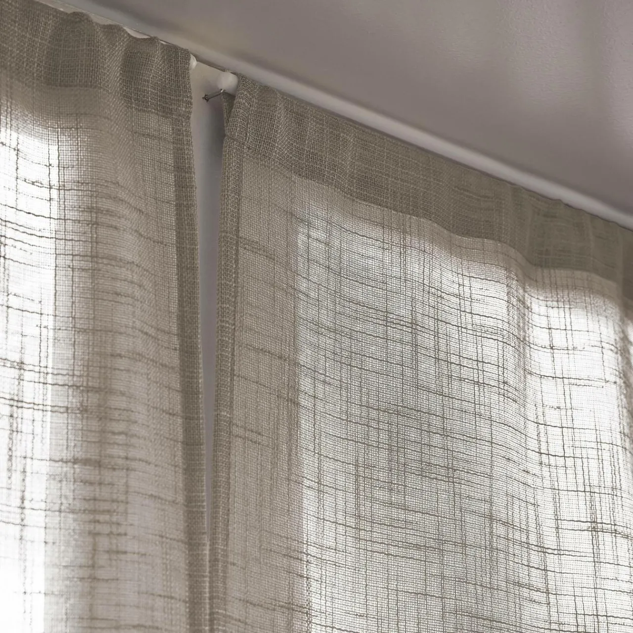 Voilage|EMINZA Paire de voilages passe-tringle effet lin (70 x 200 cm) Robin Taupe