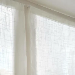 Voilage|EMINZA Paire de voilages passe-tringle effet lin (60 x 120 cm) Robin Blanc