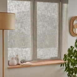 Voilage|EMINZA Paire de voilages passe-tringle effet lin (60 x 120 cm) Robin Taupe