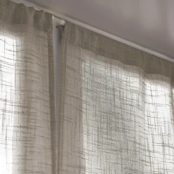 Voilage|EMINZA Paire de voilages passe-tringle effet lin (60 x 90 cm) Robin Taupe