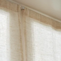 Voilage|EMINZA Paire de voilages passe-tringle effet lin (60 x 160 cm) Luca Beige