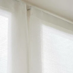 Voilage|EMINZA Paire de voilages passe-tringle effet lin (60 x 90 cm) Luca Blanc