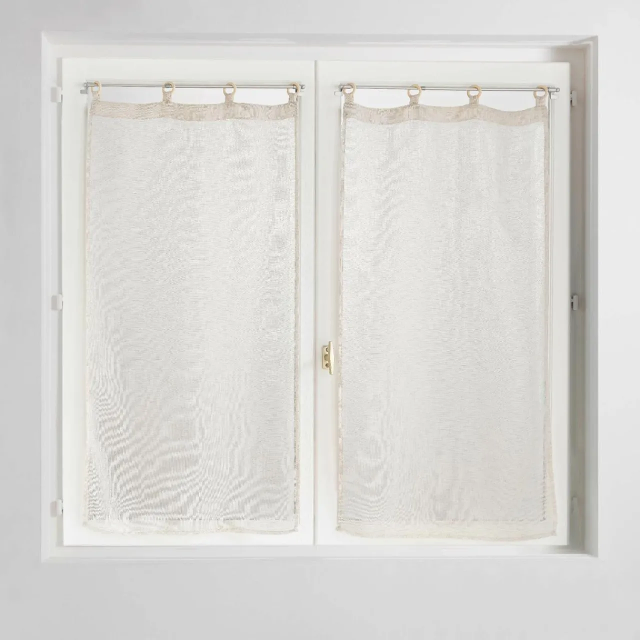 Voilage|douceur d'intu017drieur Paire de voilages tissés œillets bois (60 x 160 cm) Minalisa Beige