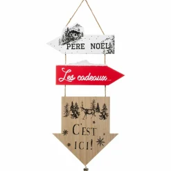 Déco Et Objet De Noël|Feeric Lights & Christmas Pancarte en bois (H51 cm) Flèches de Noël Naturel