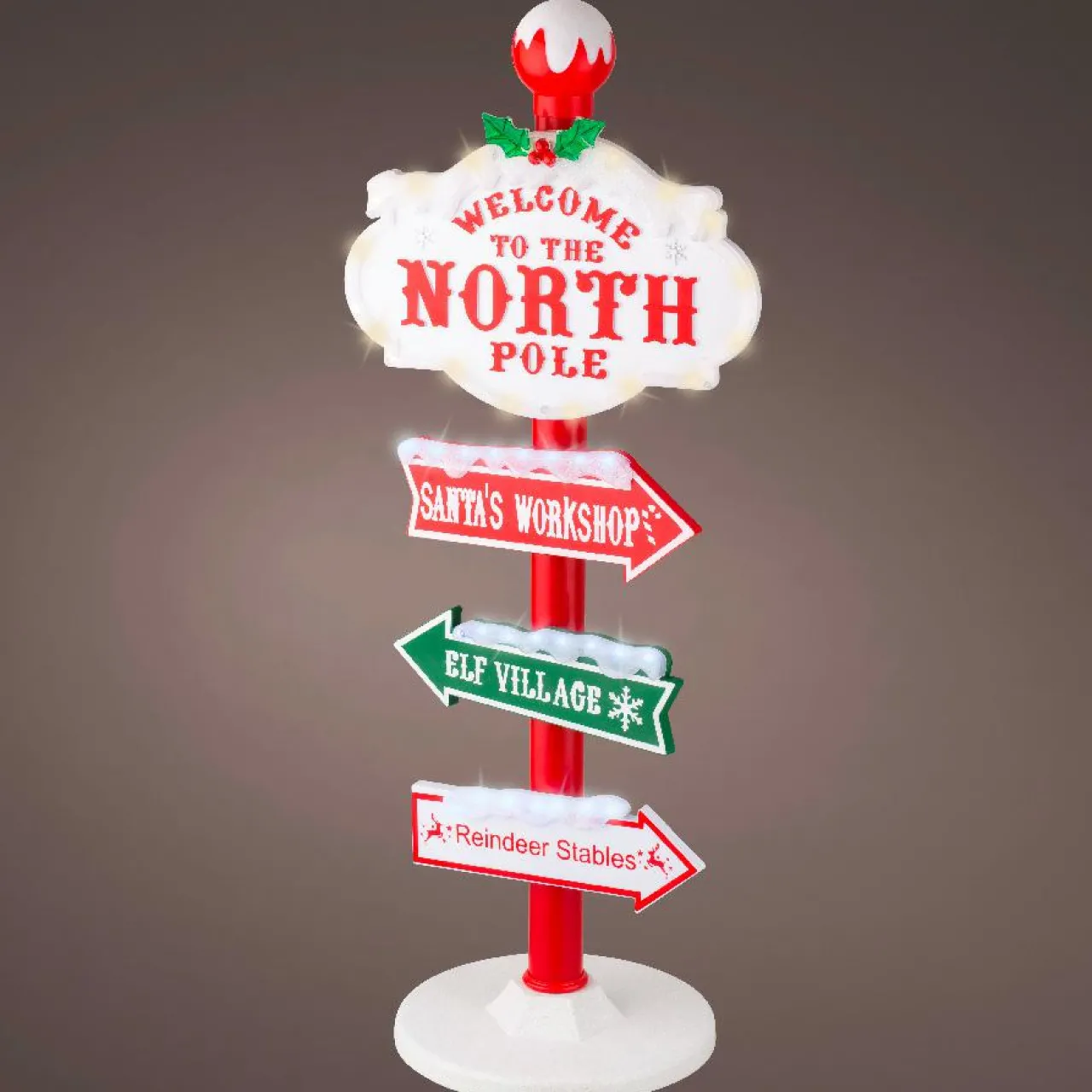 Déco Et Objet De Noël|Déco Et Objet Lumineux|EMINZA Pancartes lumineuses à poser 59 LED (H95 cm) Pôle Nord Blanc chaud et froid Multicolore