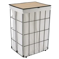 Panier Et Organisateur|Accessoire Salle De Bain|TENDANCE Panier à linge pliable (H60 cm) Industriel Ecru