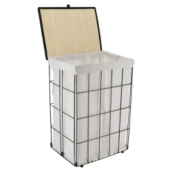 Panier Et Organisateur|Accessoire Salle De Bain|TENDANCE Panier à linge pliable (H60 cm) Industriel Ecru