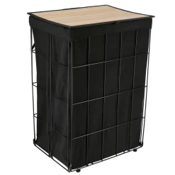 Panier Et Organisateur|Accessoire Salle De Bain|TENDANCE Panier à linge pliable (H60 cm) Industriel Noir