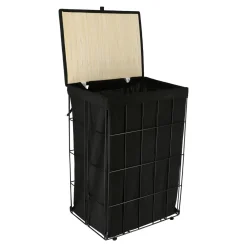 Panier Et Organisateur|Accessoire Salle De Bain|TENDANCE Panier à linge pliable (H60 cm) Industriel Noir