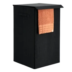 Panier Et Organisateur|Accessoire Salle De Bain|TENDANCE Panier à linge pliable (H60 cm) TissuFlex Noir