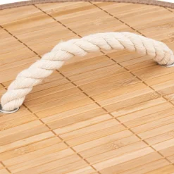 Panier Et Organisateur|Accessoire Salle De Bain|ATMOSPHERA Panier à linge rond Bambou Naturel