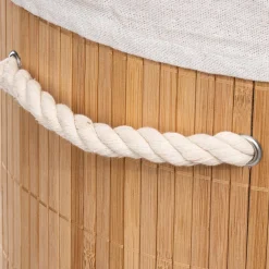 Panier Et Organisateur|Accessoire Salle De Bain|ATMOSPHERA Panier à linge rond Bambou Naturel