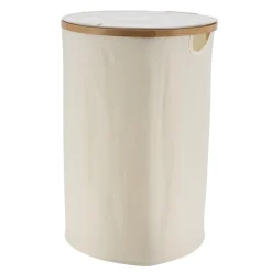 Panier Et Organisateur|Accessoire Salle De Bain|TENDANCE Panier à linge rond et pliable (H60 cm) Purebamboo Ecru
