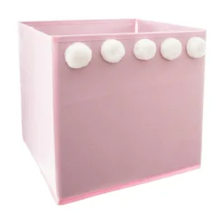 Rangement Enfant|ATMOSPHERA Panier de rangement enfant (29 x 29 cm) 5 Pompons Rose