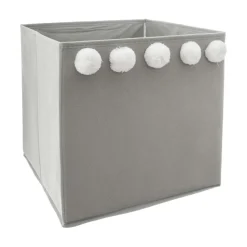 Rangement Enfant|ATMOSPHERA Panier de rangement enfant (29 x 29 cm) 5 Pompons Gris