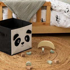 Rangement Enfant|Atmosphera cru017dateur d'intu017drieur for kids Panier de rangement enfant velours (29 x 29 cm) Panda Noir