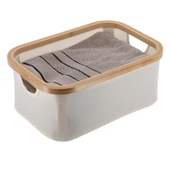 Panier Et Organisateur|Accessoire Salle De Bain|TENDANCE Panier de rangement pliable (L38 x H16 cm) Purebamboo Ecru
