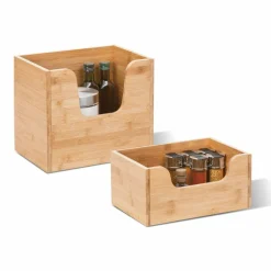 Panier Et Organisateur|Rangement Et Organisateur|5 Five Simply Smart Panier en bambou empilable (31 x 21 cm) Siao Naturel Bois