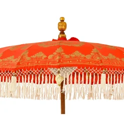 Parasol|KAEMINGK Parasol de jardin rond à franges (D2 m) Jaipur et dorure Rouge