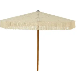 Parasol|#N/A Parasol de jardin rond à franges (D2 m) Isy Dentelle Beige